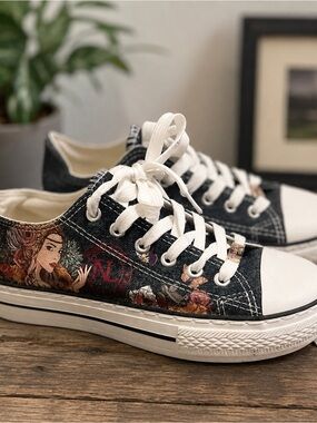 Nicole Lee Women's Blue
Denim Sneakers Low Top Lace Up
Graphic Shoes Size 7